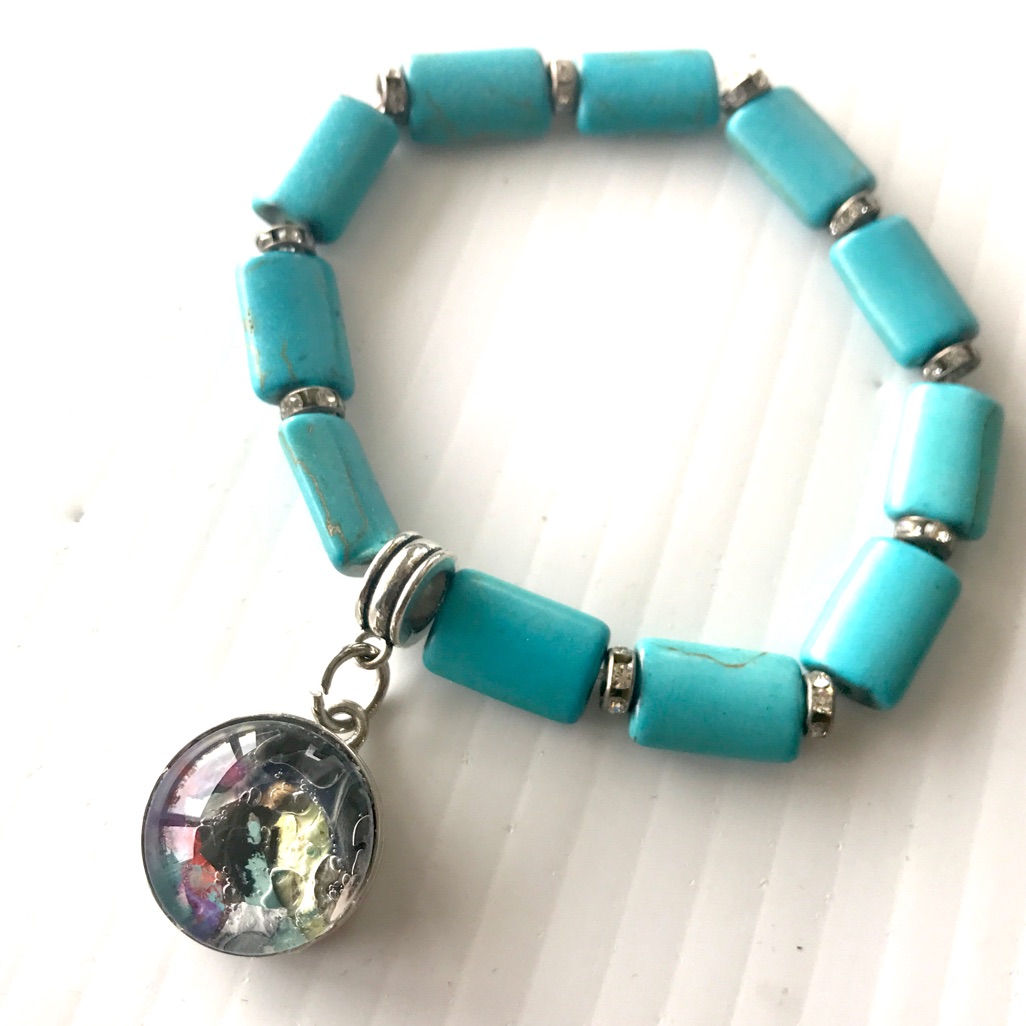 Turquoise Beads Bracelet With Handmade 20mmsnap Sb20 28$